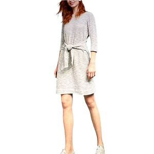 T.LA ANTHROPOLOGIE Women’s Becky Tie Waist Dress Gray/White Size Small